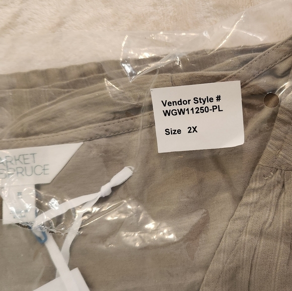 Market & Spruce 100% Cotton V-Neck Blouse Size 2X Olive Green - Picture 5 of 12